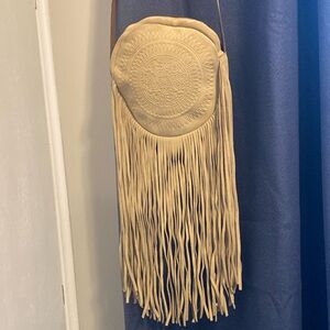 Patricia Nash leather suede fringe cross body bag